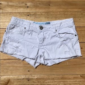 ROXY White Cut Off Rip Jean Shorts